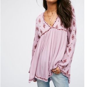 Free People diamond embroidered bell sleeve top